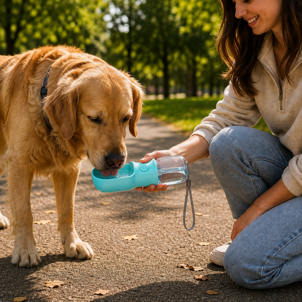 Portable 2-in-1 Water Bottle & Treat Dispenser for Dogs & Cats