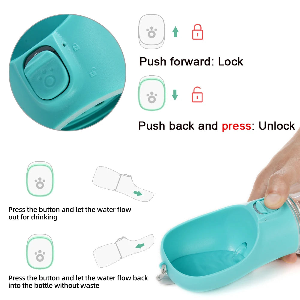 Portable Water Bottle & Bowl for Dogs & Cats